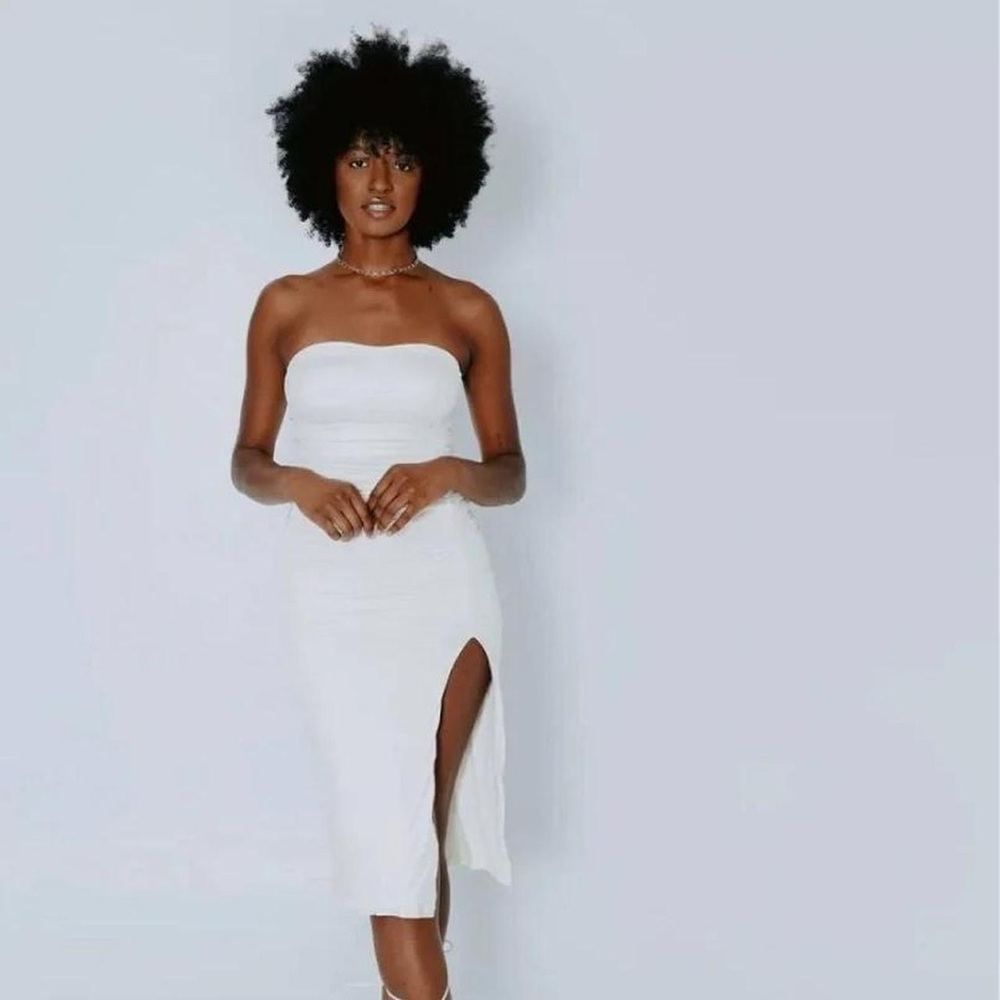 Klassy Network White Strapless Dress